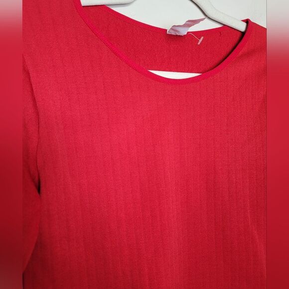 NEW Red Grid Print Thermal Long Sleeve Base Layer Felt Lined Stretchy Medium - Picture 8 of 12
